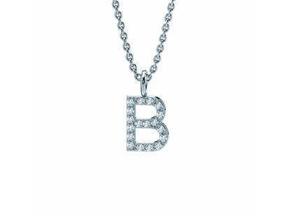 Letterhanger Diamond Letter Petite B in 18K witgoud, 45cm 1,1mm