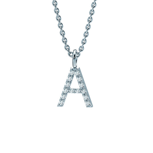 Letterhanger Diamond Letter Petite A in 14K witgoud
