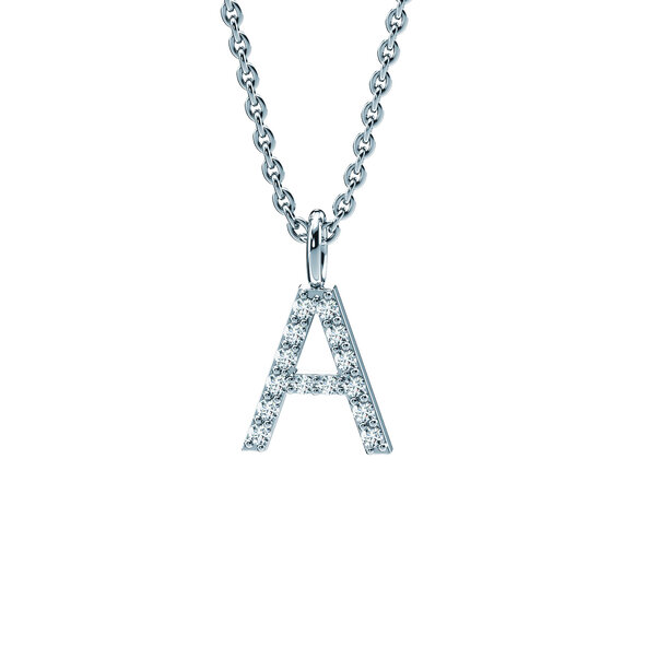 Letterhanger Diamond Letter Petite A in 14K witgoud
