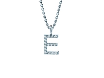 Letterhanger Diamond Letter Petite E in 18K witgoud, 45cm 1,1mm