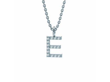 Letterhanger Diamond Letter Petite E in platina 950/-, 42cm 1,1mm