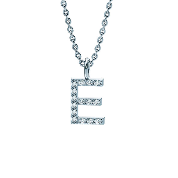 Letterhanger Diamond Letter Petite E in 18K witgoud, 45cm 1,1mm