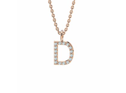 Letterhanger Diamond Letter Petite D in 18K roségoud, 45cm 1,5mm