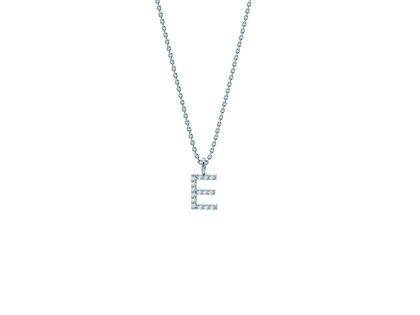 Letterhanger Diamond Letter Petite E in 18K witgoud, 45cm 1,1mm