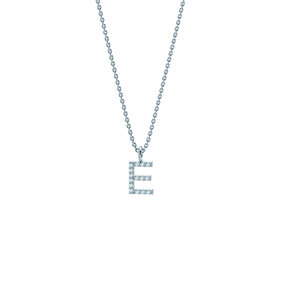 Letterhanger Diamond Letter Petite E in 18K witgoud, 45cm 1,1mm