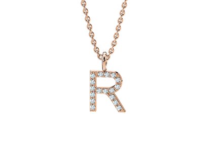 Letterhanger Diamond Letter Petite R in 18K roségoud, 45cm 1,1mm