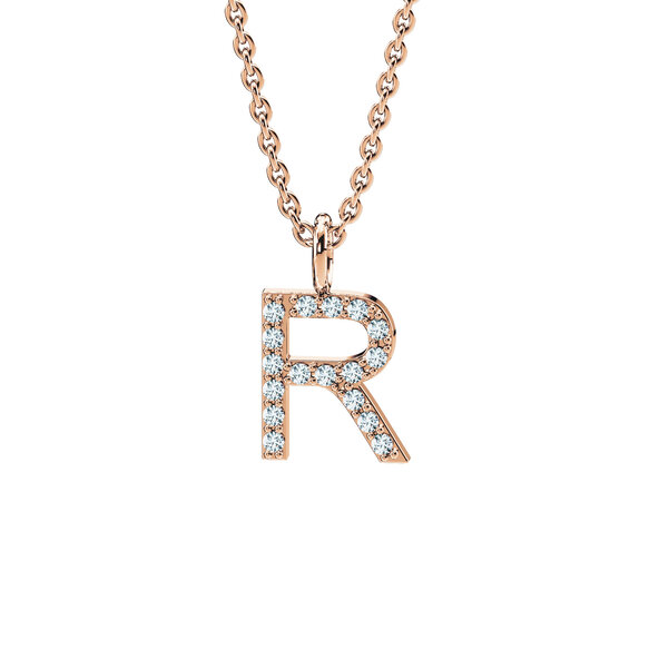 Letterhanger Diamond Letter Petite R in 18K roségoud, 45cm 1,1mm