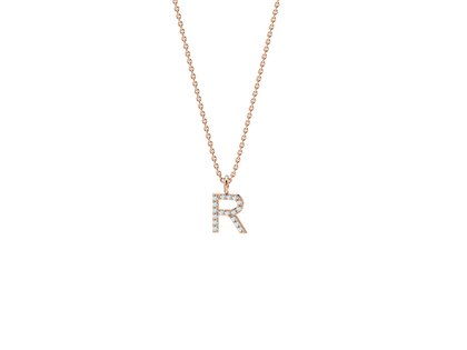 Letterhanger Diamond Letter Petite R in 18K roségoud, 45cm 1,1mm