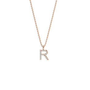 Letterhanger Diamond Letter Petite R in 18K roségoud, 45cm 1,1mm