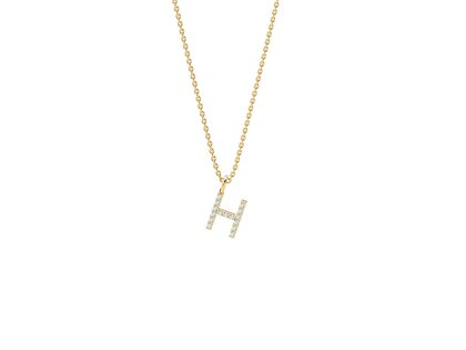 Letterhanger Diamond Letter Petite H in 18K geelgoud, 45cm 1,5mm