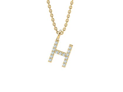 Letterhanger Diamond Letter Petite H in 18K geelgoud, 45cm 1,5mm