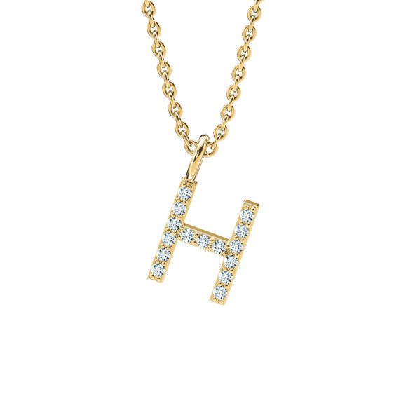 Letterhanger Diamond Letter Petite H in 18K geelgoud, 45cm 1,5mm