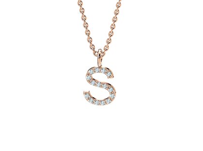 Letterhanger Diamond Letter Petite S in 14K roségoud, 42cm 1,1mm