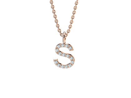 Letterhanger Diamond Letter Petite S in 14K roségoud, 42cm 1,1mm
