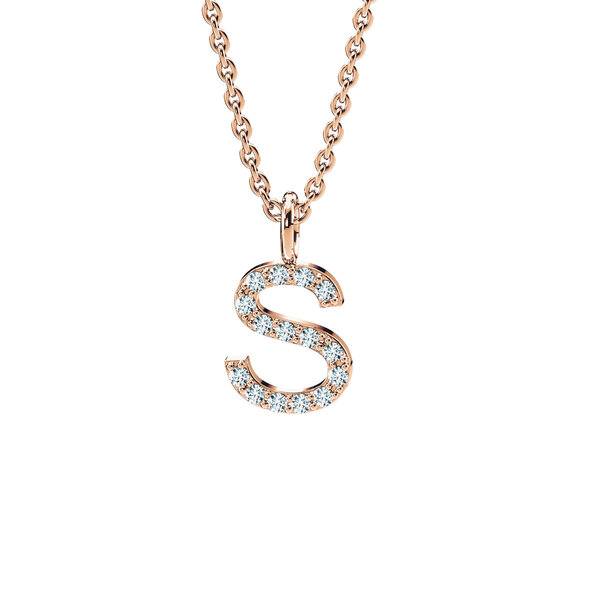 Letterhanger Diamond Letter Petite S in 14K roségoud, 42cm 1,1mm