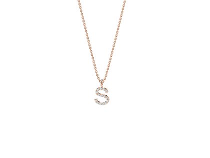 Letterhanger Diamond Letter Petite S in 14K roségoud, 42cm 1,1mm