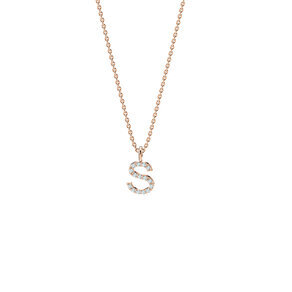 Letterhanger Diamond Letter Petite S in 14K roségoud, 42cm 1,1mm