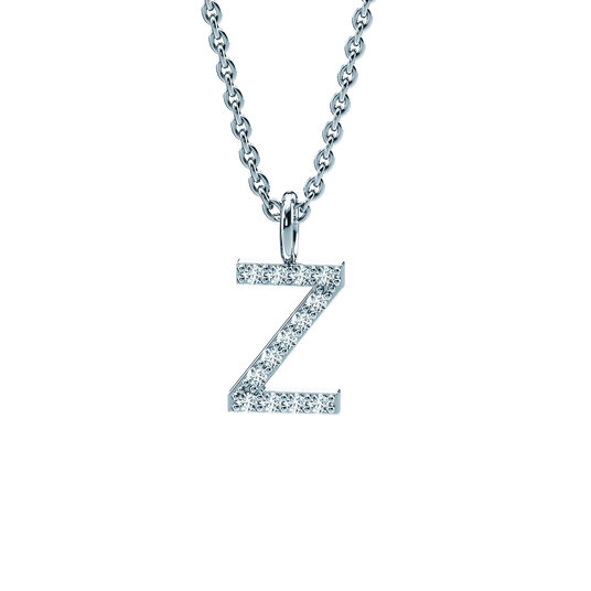 Letterhanger Diamond Letter Petite Z in 9K witgoud gepolijst