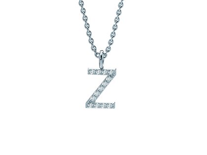 Letterhanger Diamond Letter Petite Z in 9K witgoud gepolijst