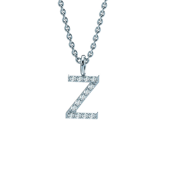 Letterhanger Diamond Letter Petite Z in 9K witgoud gepolijst