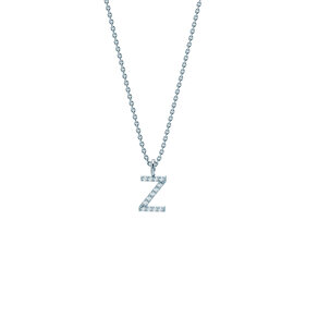 Letterhanger Diamond Letter Petite Z in 9K witgoud gepolijst