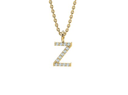 Letterhanger Diamond Letter Petite Z in 14K geelgoud, 45cm 1,5mm