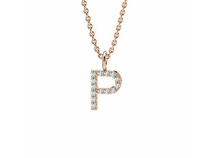 Letterhanger Diamond Letter Petite P in 18K roségoud, 42cm 1,1mm