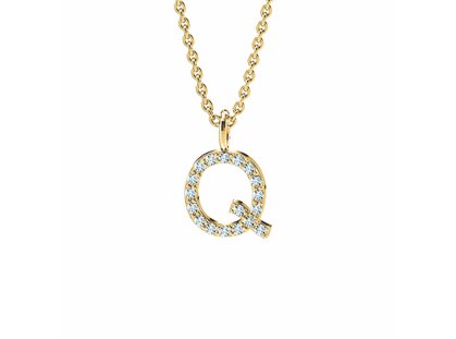 Letterhanger Diamond Letter Petite Q in 18K geelgoud, 42cm 1,5mm