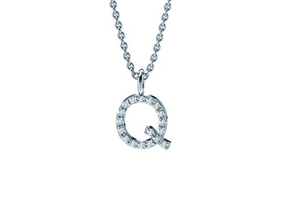 Letterhanger Diamond Letter Petite Q in 14K witgoud