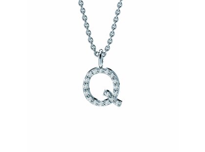 Letterhanger Diamond Letter Petite Q in platina 950/-, 42cm 1,5mm