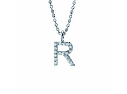 Letterhanger Diamond Letter Petite R in 14K witgoud