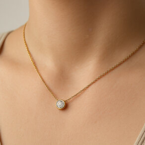 Hanger Eternal in 14K witgoud met diamant 0,70ct G/SI, 45cm 1,1mm