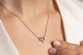 Hanger Heart Diamonds in 14K witgoud met diamanten 0,26ct G/SI, 42cm 1,1mm