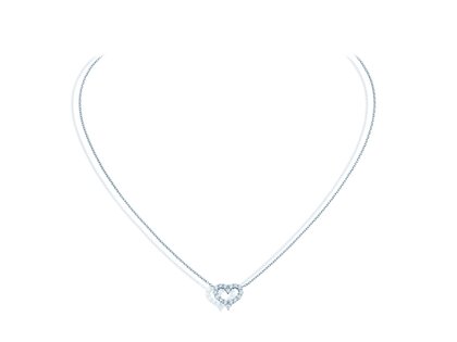 Hanger Heart Diamonds in 14K witgoud met diamanten 0,26ct G/SI, 42cm 1,1mm