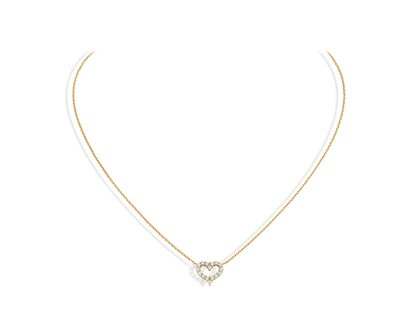 Hanger Heart Diamonds in 14K geelgoud met diamanten 0,26ct G/SI, 42cm 1,1mm