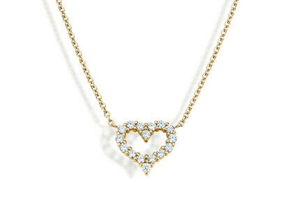 Hanger Heart Diamonds in 14K geelgoud met diamanten 0,26ct G/SI, 42cm 1,1mm