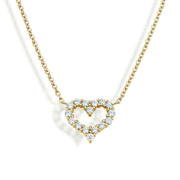 Hanger Heart Diamonds in 14K geelgoud met diamanten 0,26ct G/SI, 42cm 1,1mm