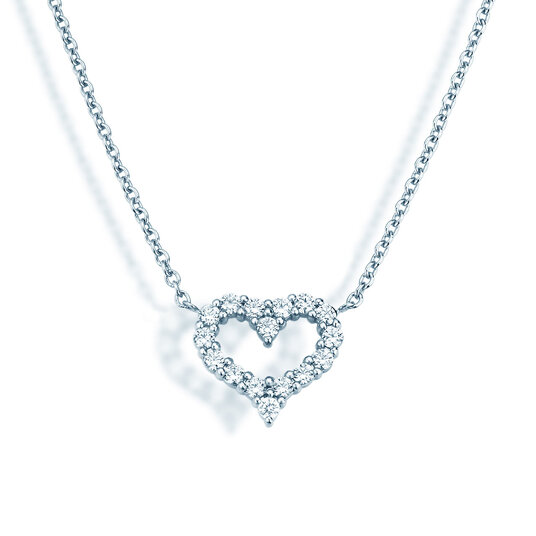 Hanger Heart Diamonds in 14K witgoud met diamanten 0,26ct G/SI, 42cm 1,1mm