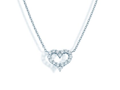 Hanger Heart Diamonds in 14K witgoud met diamanten 0,26ct G/SI, 42cm 1,1mm
