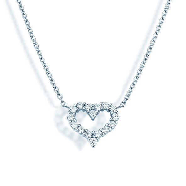 Hanger Heart Diamonds in 14K witgoud met diamanten 0,26ct G/SI, 42cm 1,1mm