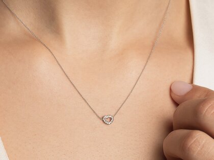 Hanger Heart Petite in 14K geelgoud met diamanten 0,06ct G/SI, 42cm 1,1mm