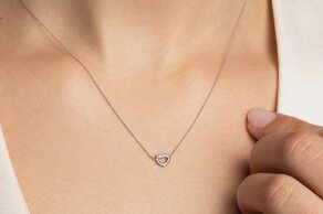 Hanger Heart Petite in 14K geelgoud met diamanten 0,06ct G/SI, 42cm 1,1mm