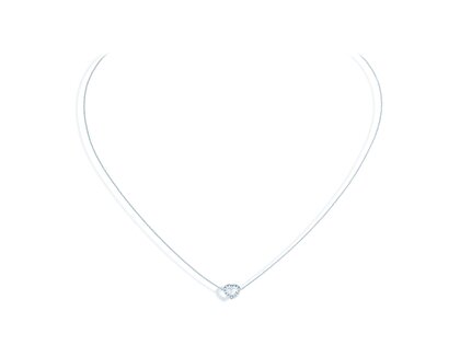 Hanger Heart Petite in 14K witgoud met diamanten 0,06ct G/SI, 42cm 1,1mm