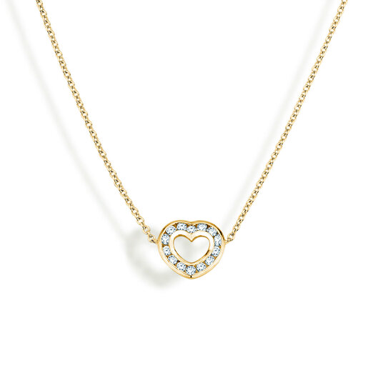 Hanger Heart Petite in 14K geelgoud met diamanten 0,06ct G/SI, 42cm 1,1mm