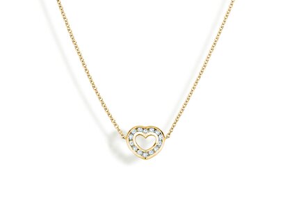 Hanger Heart Petite in 14K geelgoud met diamanten 0,06ct G/SI, 42cm 1,1mm