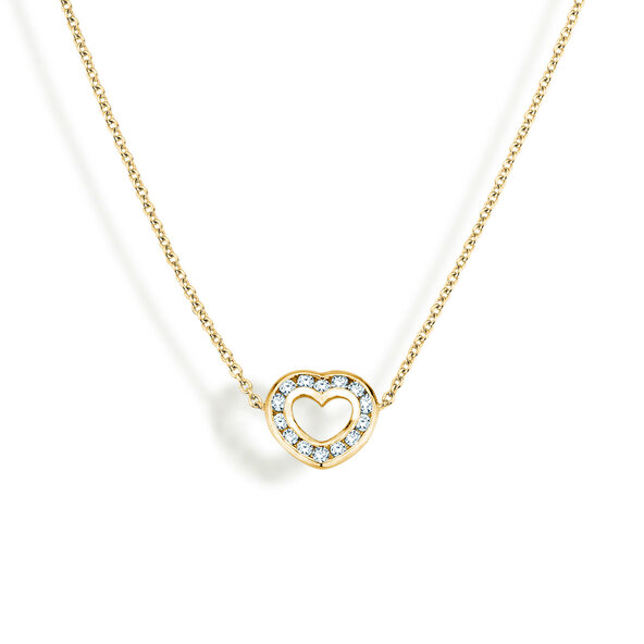 Hanger Heart Petite in 14K geelgoud met diamanten 0,06ct G/SI, 42cm 1,1mm