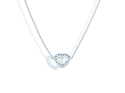 Hanger Heart Petite in 14K witgoud met diamanten 0,06ct G/SI, 42cm 1,1mm