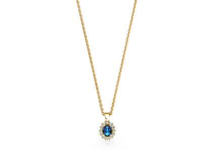 Hanger Jolie in 14K geelgoud met saffier 0,25ct en diamanten 0,07ct