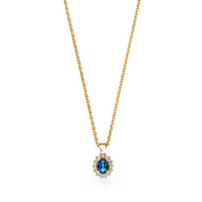 Hanger Jolie in 14K geelgoud met saffier 0,25ct en diamanten 0,07ct