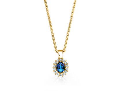 Hanger Jolie in 14K geelgoud met saffier 0,25ct en diamanten 0,07ct